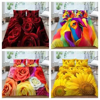 Комплект пододеяльников с цветами, домашний текстиль с наволочкой, роскошный пододеяльник, постельное белье королевского размера, комплект высокого постельного белья UK Single 135x200cm