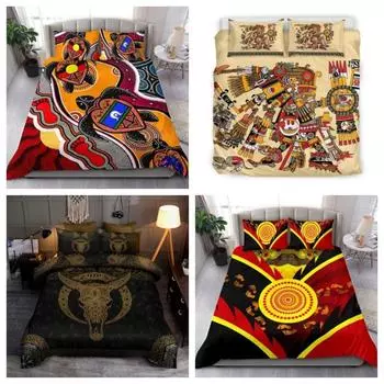 Комплект пододеяльников с гербом Таити, комплект полинезийского постельного белья - декор спальни в стиле круга Single 135x200cm