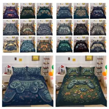 Комплект пододеяльников с игровой ручкой, комплект постельного белья для дома с 3D-печатью, комплект односпальной кровати для мальчика и девочки, креативные комплекты постельного белья с игровой ручкой UK Single 135x200cm
