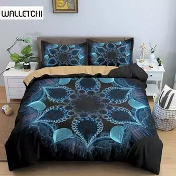 Комплект пододеяльников с изображением мандалы и цветов, бохо, экзотический цветочный пододеяльник для подростков и взрослых, двуспальный, размер «king-size», полиэстер, пододеяльник EU single(135x200cm)