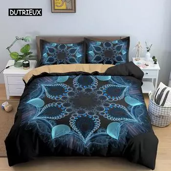 Комплект пододеяльников с изображением мандалы и цветов, бохо, экзотический цветочный пододеяльник для подростков и взрослых, двуспальный, размер «king-size», полиэстер, пододеяльник EU single(135x200cm)