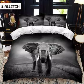 Комплект пододеяльников с изображением слона, комплект королевского размера, комплект постельного белья с изображением диких животных для детей, подростков, мальчиков, двойной пододеяльник из микрофибры King EU single(135x200cm)