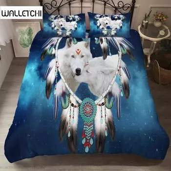Комплект пододеяльников с изображением волка в цифровом искусстве, размер US King Queen Full Twin, размер UK Single, комплект постельного белья EU single(135x200cm)