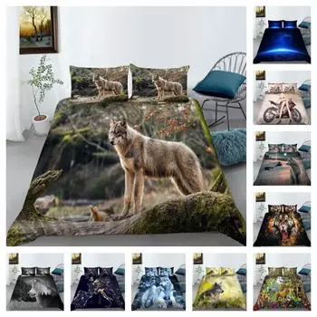 Комплект пододеяльников с изображением животных, домашний текстиль, пододеяльник с изображением льва, постельное белье королевского размера для детей-подростков, роскошное постельное белье для девочек UK Single 135x200cm