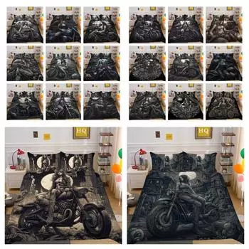 Комплект пододеяльников с красивым черепом, двойной размер, домашний текстиль, постельное белье с принтом, костюм с наволочкой, роскошные покрывала UK Single 135x200cm