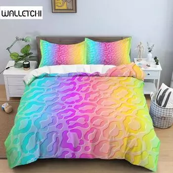 Комплект пододеяльников с леопардовым принтом, Радужный Леопардовый 3D принт, пододеяльник размера King Queen для детей, подарки для девочек, пододеяльник из полиэстера EU single(135x200cm)
