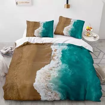 Комплект пододеяльников с океанской тематикой, комплекты постельного белья для детей с пляжной тематикой, пододеяльник с прибрежной тематикой, комплекты постельного белья для подростков и девочек, полностью синий 70x133cm 2pcs