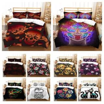 Комплект пододеяльников с принтом черепа, комплект постельного белья, чехол в стиле черепа, дизайн постельного белья, покрывало одного размера для мальчиков и девочек UK Single 135x200cm