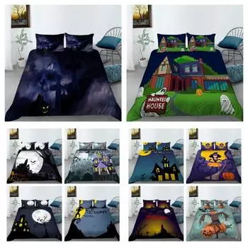 Комплект пододеяльников с принтом призрака, комплект постельного белья в стиле Хэллоуина, дизайн костюма, комплект пододеяльников для мальчиков и детей, домашний комплект постельного белья одного размера UK Single 135x200cm