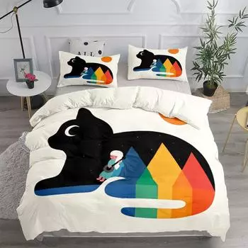 Комплект пододеяльников с принтом «сделай сам» для питомца «Кошка», «Королева», «Двуспальная кровать», «Полный комплект односпальных постельного белья, пододеяльник, наволочка EU single(135x200cm)
