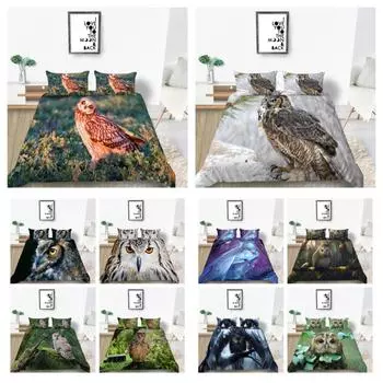 Комплект пододеяльников с принтом совы, комплект постельных принадлежностей, комплект одеял с узором совы, комплект пододеяльников для детей-подростков, одинарный двойной размер, декор для спальни UK Single 135x200cm
