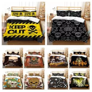 Комплект пододеяльников с рисунком 3D-черепов, комплект пододеяльников из микрофибры, покрывало для мальчика, односпальная наволочка, высококачественное покрывало UK Single 135x200cm