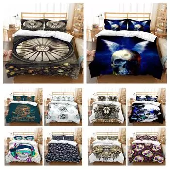Комплект пододеяльников с рисунком черепа, комплект одеял с принтом Sukll, комплект постельного белья высокого качества, детский одноразмерный чехол на кровать UK Single 135x200cm