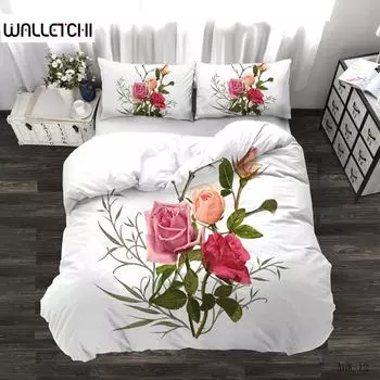 Комплект пододеяльников с розами из микрофибры, романтические цветы, парное одеяло, подарок на День святого Валентина, цветочная тема, королевское одеяло, покрывало EU single(135x200cm)