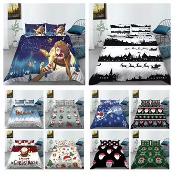 Комплект пододеяльников с рождественским принтом, теплый комплект постельного белья, пододеяльник в рождественском стиле, домашний текстиль для девочек и женщин UK Single 135x200cm