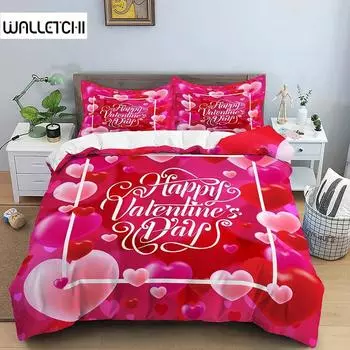 Комплект пододеяльников с сердечками и принтом «Любовь», наволочка для пары, пододеяльник размера «king size», подарки ко Дню святого Валентина, комплект постельного белья из полиэстера 135x200cm 2pcs