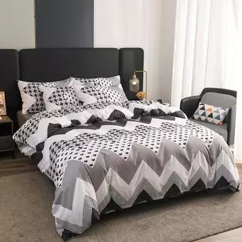 Комплект пододеяльников с волнистыми полосками, мягкий чехол для одеяла, постельное белье, пододеяльник с застежкой-молнией, 1 пододеяльник с 2 наволочками US Twin-173x229