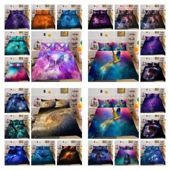 Комплект пододеяльников со звездными животными, домашние покрывала, постельные принадлежности королевского размера, роскошный пододеяльник с наволочкой, романтические комплекты постельного белья UK Single 135x200cm