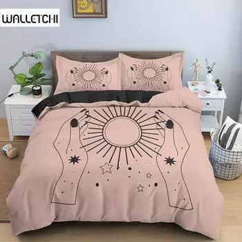 Комплект пододеяльников «Солнце и Луна» с экзотической темой «Мандала», гаданием, размер «королева-королева», 2/3 предмета, мягкий полиэстеровый чехол для одеяла EU single(135x200cm)