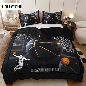 Комплект пододеяльников «Спортивный баскетбол» (1 пододеяльник+2 наволочки) Мягкий и дышащий комплект постельного белья с HD-печатью для домашнего общежития 135X200cm
