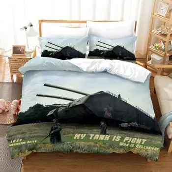 Комплект пододеяльников «Танк», военная тематика, одеяло, покрывало для детей, мальчиков, подростков, мужчин, декор, полиэстер, покрывало с наволочкой 70x133cm 2pcs