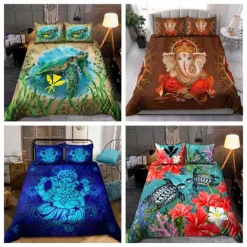 Комплект пододеяльников Tmarc Tee Ganesha Mandala Спальня Декор Постельный комплект Single 135x200cm