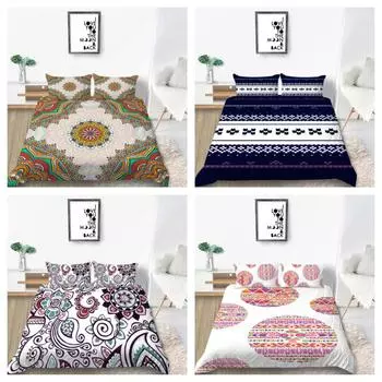 Комплект пододеяльников в богемном стиле, пододеяльник, уникальный дизайн, домашний комплект постельного белья 3D Queen Size, постельное белье для мальчиков и девочек UK Single 135x200cm