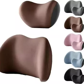 Комплект подушек на сиденье автомобиля с подголовником из пеноматериала с эффектом памяти и подушкой для поддержки талии для использования дома и в автомобиле, в комплект входит поддержка плеч. Car pillow коричневый