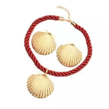 Комплект подвески и серег из ракушек, высокоглянцевый, ручной работы, универсальные украшения, стильные аксессуары для свадеб и свиданий красный