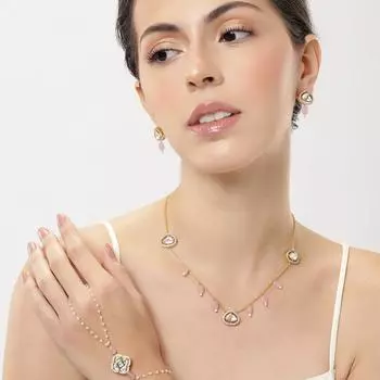 Комплект подвесок Abdesigns Diamond, комплект подвесок в индийском стиле с золотым покрытием, комплект подвесок Polki Kundan, цепочка подвесок с синтетическими выращенными в лаборатории бриллиантами M белый