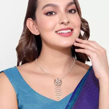 Комплект подвесок Abdesigns Diamond, комплект подвесок в индийском стиле с золотым покрытием, комплект подвесок Polki Kundan, цепочка подвесок с синтетическими выращенными в лаборатории бриллиантами M белый