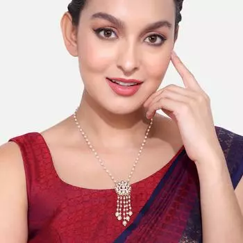 Комплект подвесок Abdesigns Diamond, комплект подвесок в индийском стиле с золотым покрытием, комплект подвесок Polki Kundan, цепочка подвесок с синтетическими выращенными в лаборатории бриллиантами M белый