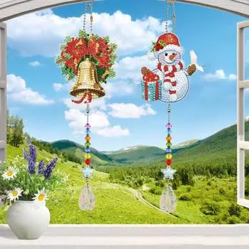 Комплект подвесок с алмазной живописью, сверкающее мультяшное двустороннее острие, алмазная вышивка, рождественское подвесное украшение C