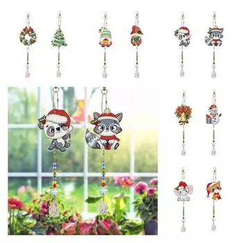 Комплект подвесок с алмазной живописью, сверкающее мультяшное двустороннее острие, алмазная вышивка, рождественское подвесное украшение A