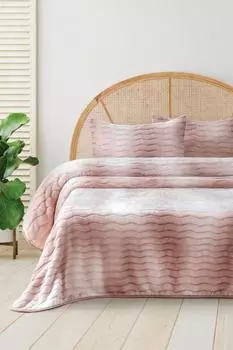 Комплект покрывал Dream King Size из 3 предметов, покрывало 220х240 с наволочкой, ультрамягкая плюшевая ткань, розовый