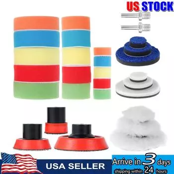Комплект полировальных дисков для автомобиля, 1/2/3-дюймовый полировальный диск смешанного размера, набор для детализации автомобиля, 5/8-11 резьбовая подложка для полировальной машины 1 Set