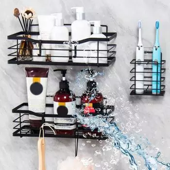 Комплект полок для ванной из нержавеющей стали, полая конструкция, устойчивая к ржавчине, установка без сверления, органайзер большой емкости, кронштейн для хранения A