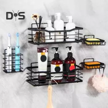 Комплект полок для ванной из нержавеющей стали, полая конструкция, устойчивая к ржавчине, установка без сверления, органайзер большой емкости, кронштейн для хранения A
