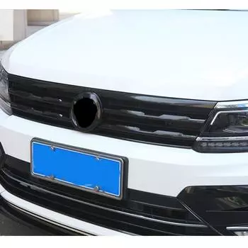 Комплект полосок отделки центральной решетки переднего бампера, подходящих для Volkswagen Tiguan MK2 2017-2024, автомобильные аксессуары, прямые черные полоски матовый черный