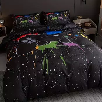 Комплект постельного белья 1*пододеяльник+2*наволочки без основного принта игровой консоли Комплект постельного белья Мягкий удобный пододеяльник для спальни 135X200cm