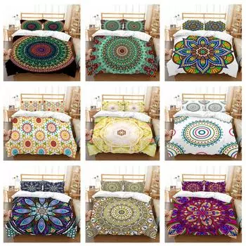 Комплект постельного белья 3D богемной серии с пуховым одеялом и наволочкой в индийском стиле, 2/3 кусочка ультратонкой волокнистой ткани, моющееся украшение для дома Baby 100x135cm