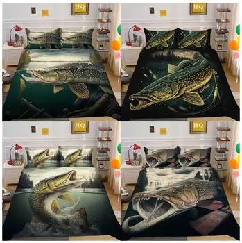 Комплект постельного белья 3D Fish Series, пододеяльник, наволочка, комплект постельного белья AU King, полноразмерная односпальная/двуспальная кровать, украшение для дома Baby 100x135cm