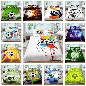 Комплект постельного белья 3D Football Series, спортивный пододеяльник и наволочка, 2/3 шт. EU135 * 200, полноразмерное мягкое украшение для дома, можно стирать в машине Baby 100x135cm