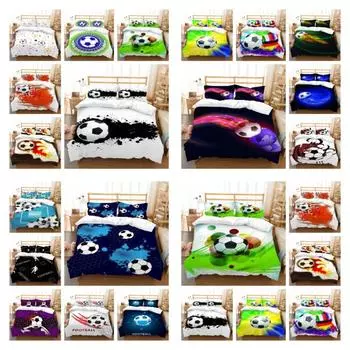 Комплект постельного белья, 3D футбольные комплекты постельного белья, футбольный принт, модный полиэстер, домашний декор, пододеяльник из микрофибры UK Single 135x200cm