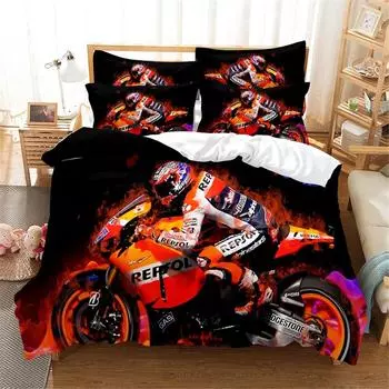 Комплект постельного белья 3D Moto Queen Bedding Duvet Cover Set Bedding Bed Cover Cotton Queen Bedroom Bed Cover Set Bed Set Bedding EU single(135x200cm)
