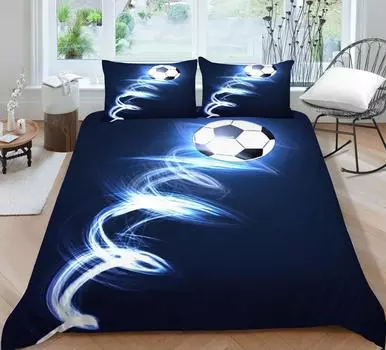 Комплект постельного белья 3D пододеяльник с изображением футбола, покрывала, домашнее постельное белье с наволочками, горячая распродажа, теплая микрофибра Single 135x200cm