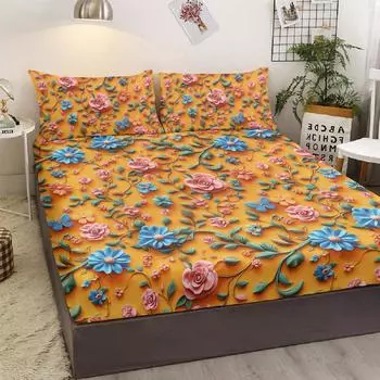 Комплект постельного белья 3D Rose из 3 предметов с 2 наволочками, подходит для гостиной и спальни (Пара, Романтика, Годовщина) 99cmx199cm