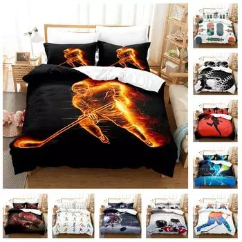 Комплект постельного белья 3D Sports Series, роскошный пододеяльник и наволочка, 2/3 шт. AU140 * 210, одинарный/двойной подарок на день рождения, мягкий моющийся домашний текстиль Baby 100x135cm