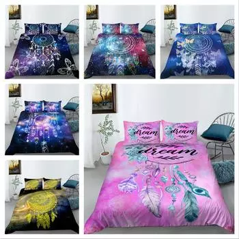 Комплект постельного белья 3D Star Dream Catcher, пододеяльник и наволочка, 2 или 3 односпальные двуспальные кровати, полноразмерное постельное белье мечты на молнии, супер удобное постельное белье DE 100x135cm