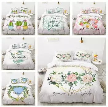 Комплект постельного белья 3D White Refreshing, пододеяльник Plant Spring, наволочка 2/3 шт., покрывало для женщин и девочек в подарок, кровать размера «king-size» Baby 100x135cm